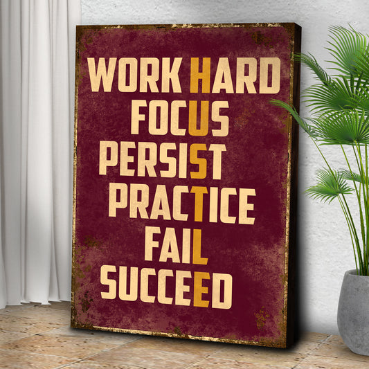 HUSTLE Motivational Portrait Sign - Image by Tailored Canvases