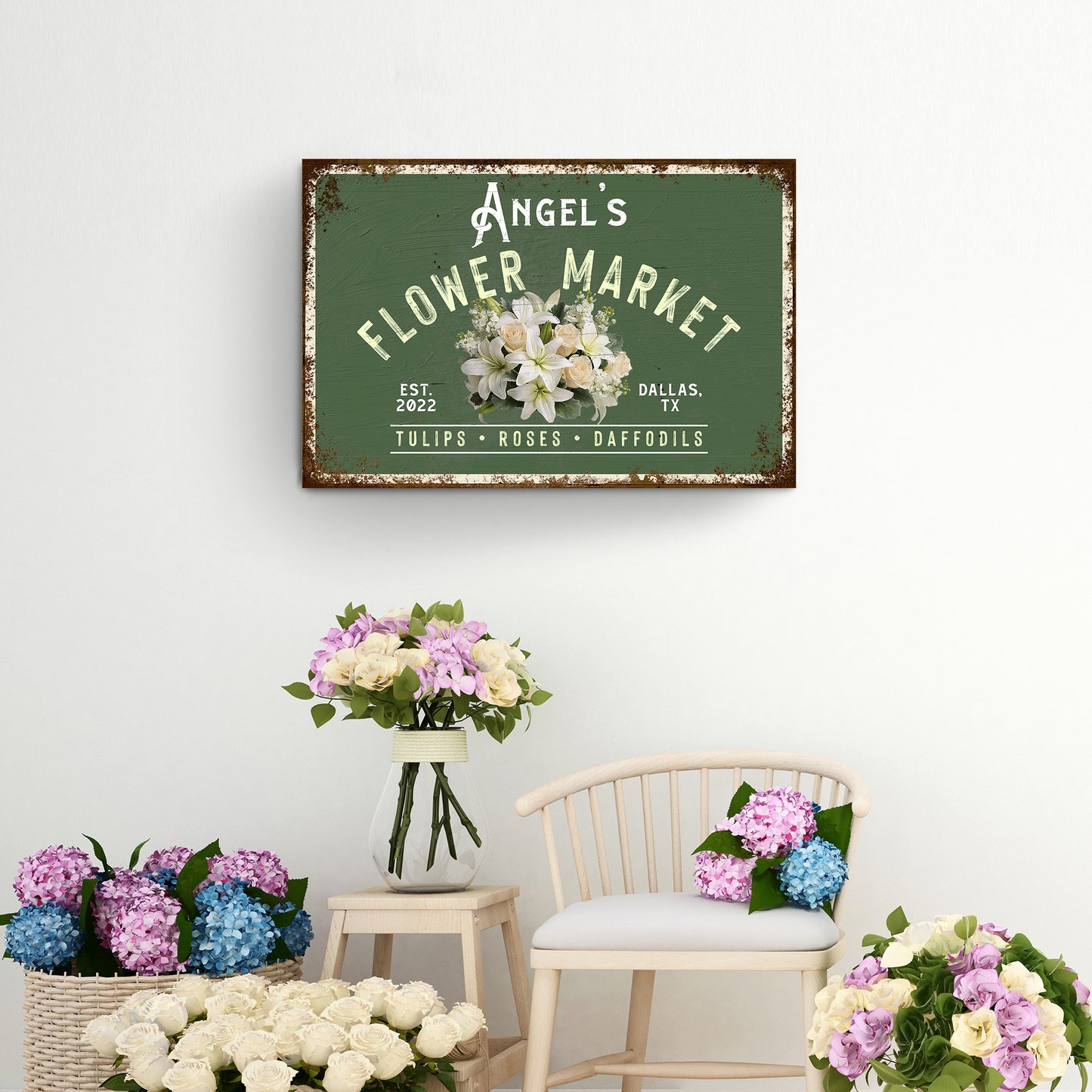 Custom Flower Shop Sign II | Customizable Canvas Style 1 - Image by Tailored Canvases