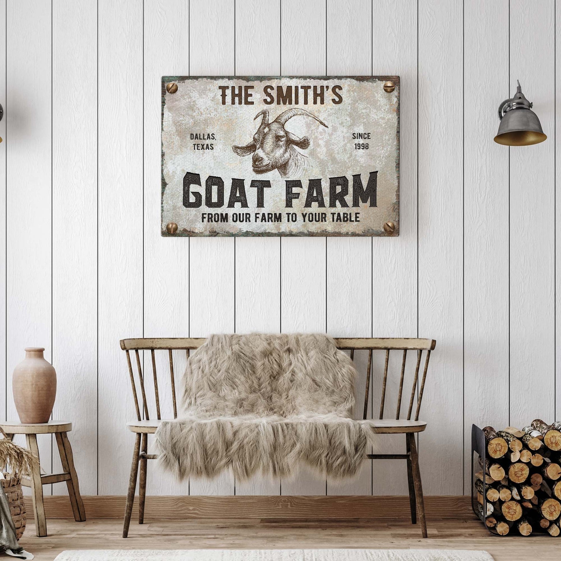 From Our Farm To Your Table Goat Farm Sign Style 1 - Image by Tailored Canvases