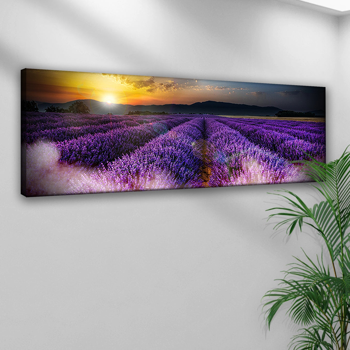 Sunset Over Lavender Field Canvas Wall Art Style 1 - Image by Tailored Canvases