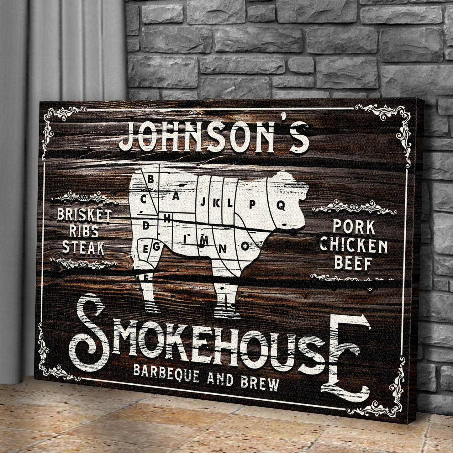 Smokehouse Barbeque And Brew Sign Style 1 - Image by Tailored Canvases