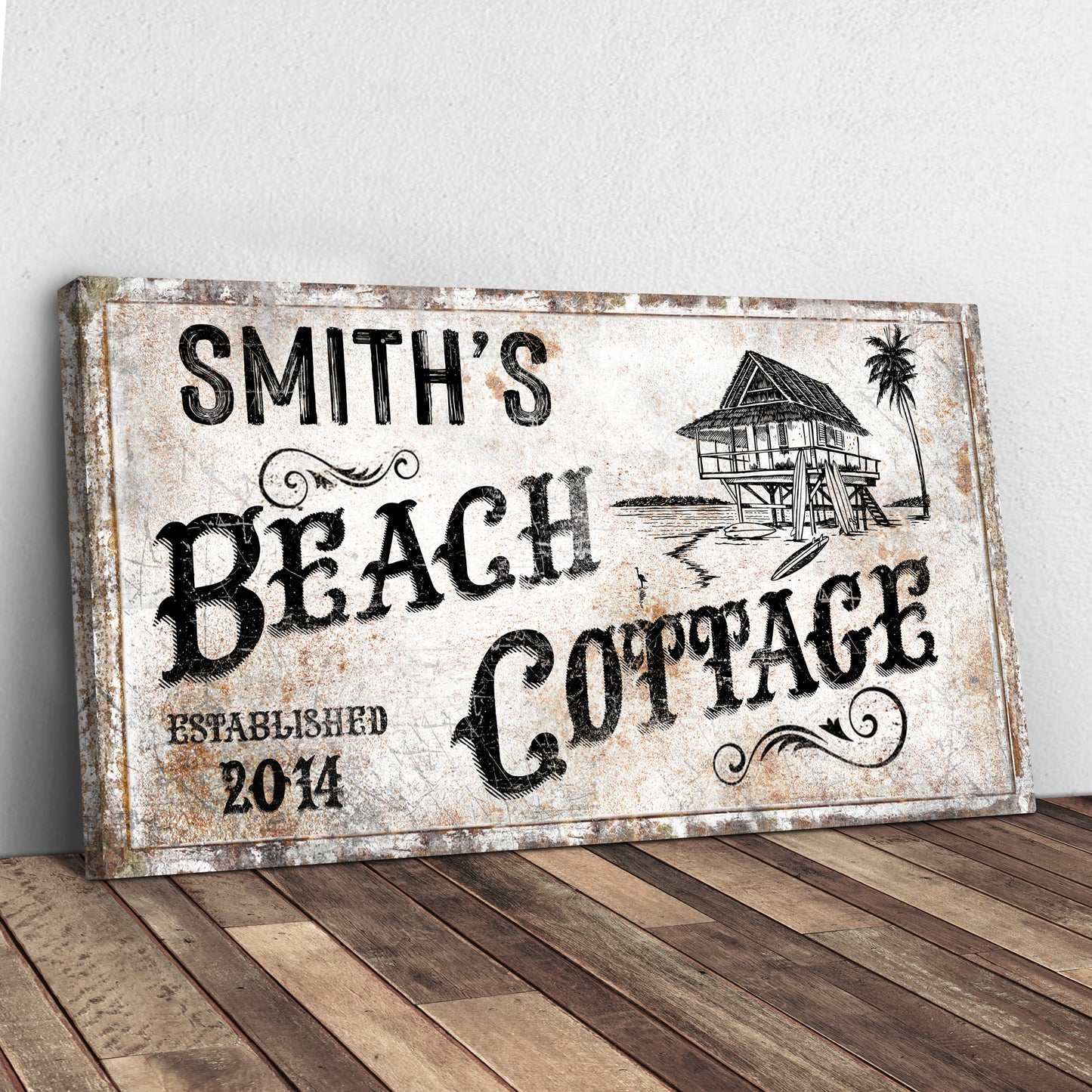 Family Beach Cottage Sign Style 2 - Image by Tailored Canvases