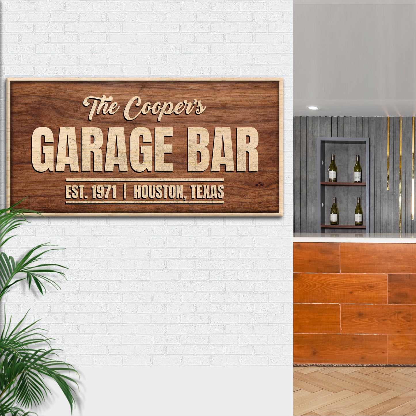 Rustic Garage Bar Wood Sign Style 1 - Image by Tailored Canvases