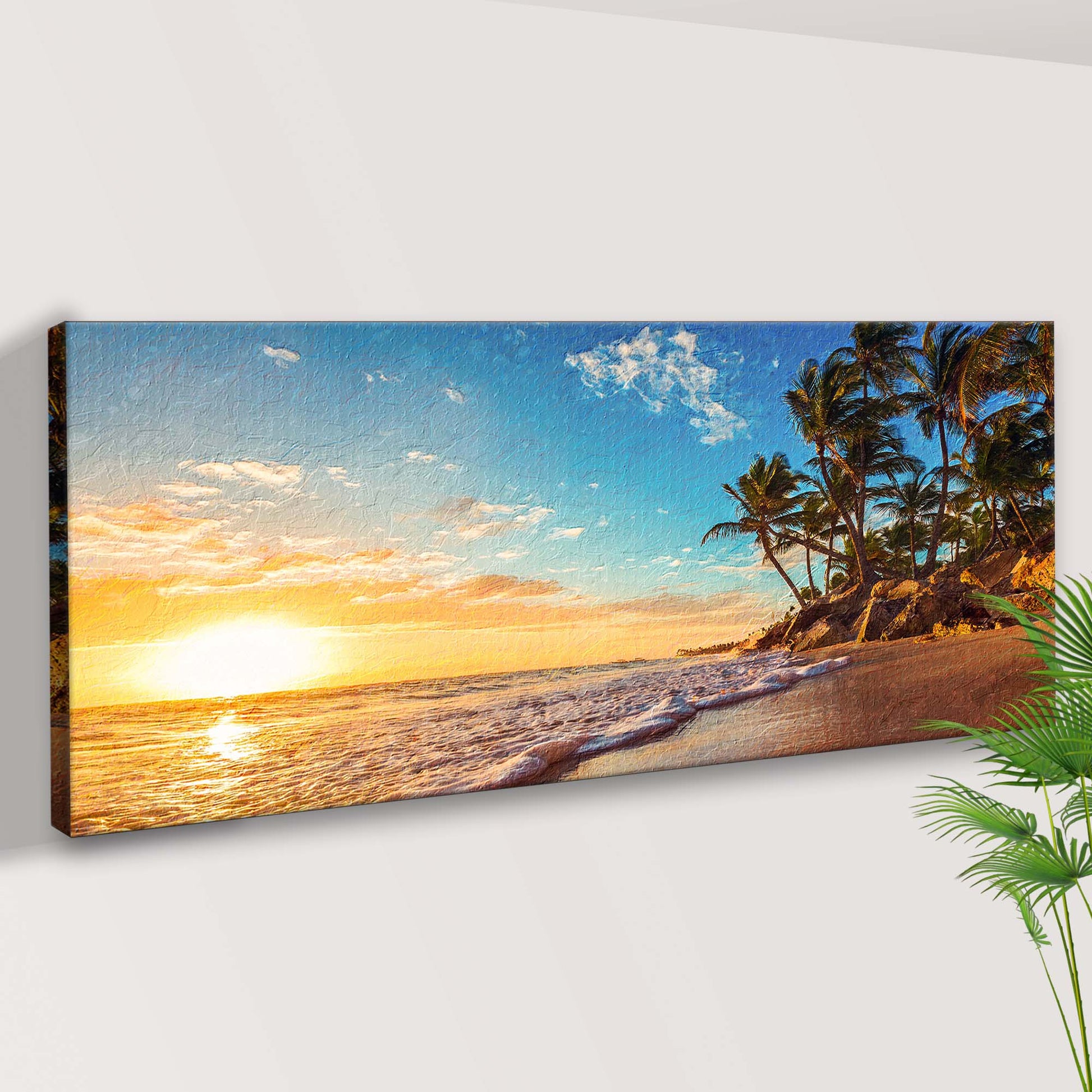 Tropical Beach Sunset Canvas Wall Art Style 1 - Image by Tailored Canvases