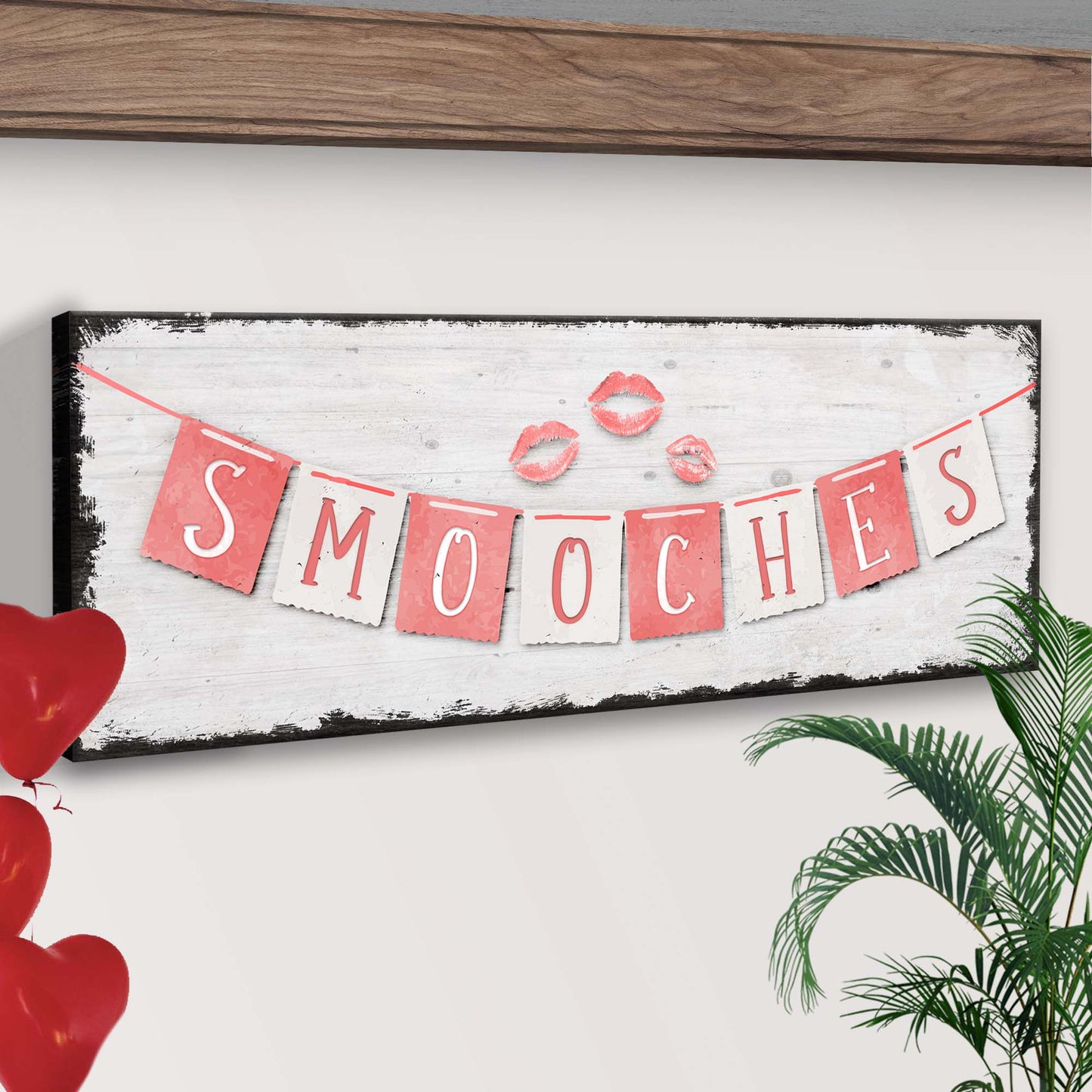 Rustic Valentine Smooches Banner Sign Style 1 - Image by Tailored Canvases