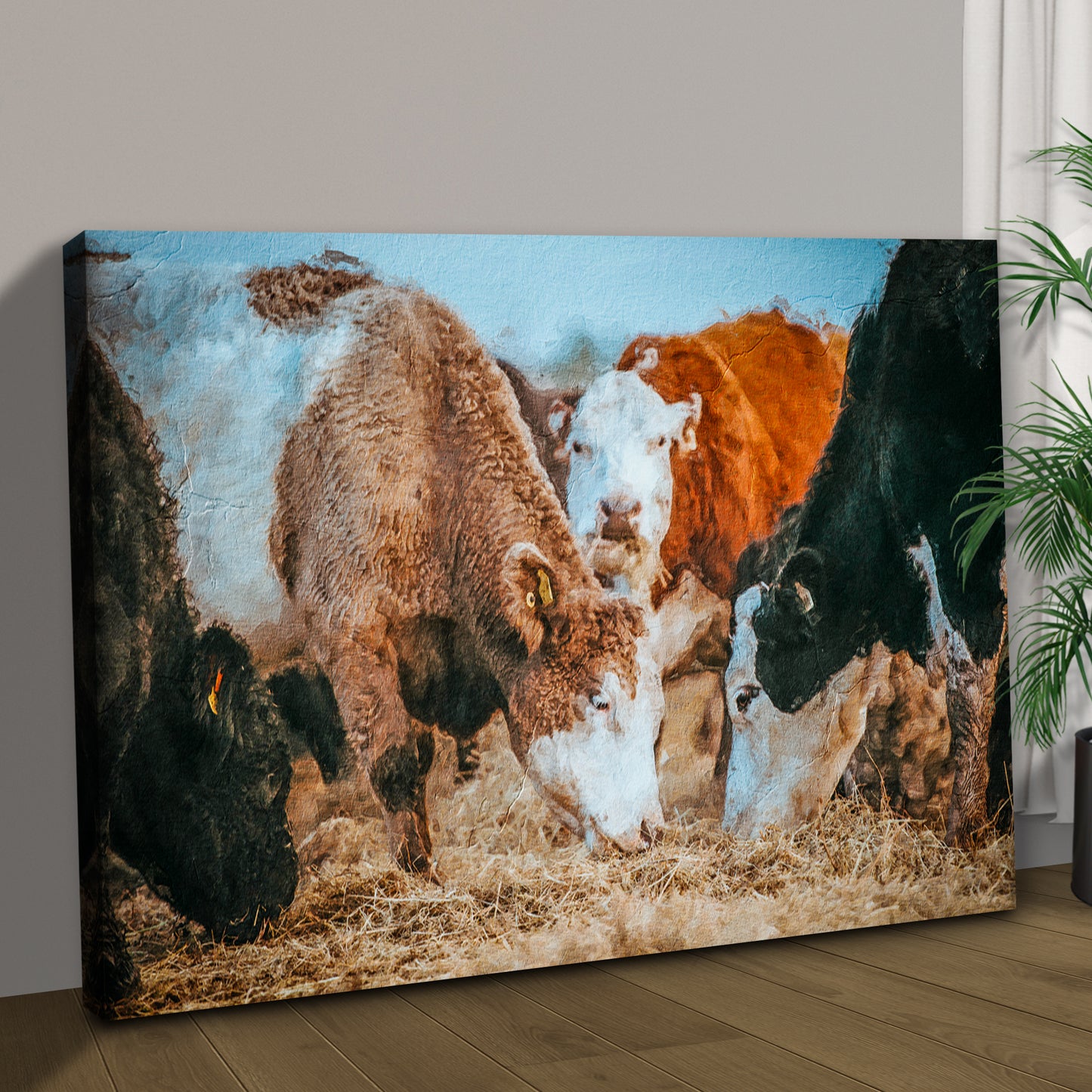 Family Of Hereford Cattle Canvas Wall Art Style 1 - Image by Tailored Canvases