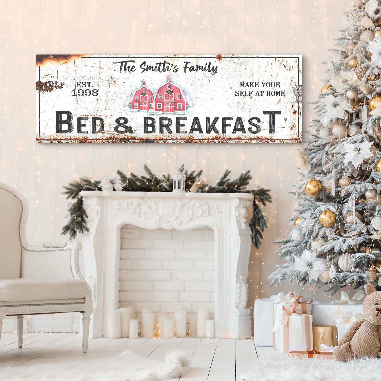 Christmas Bed & Breakfast Sign Style 1 - Image by Tailored Canvases