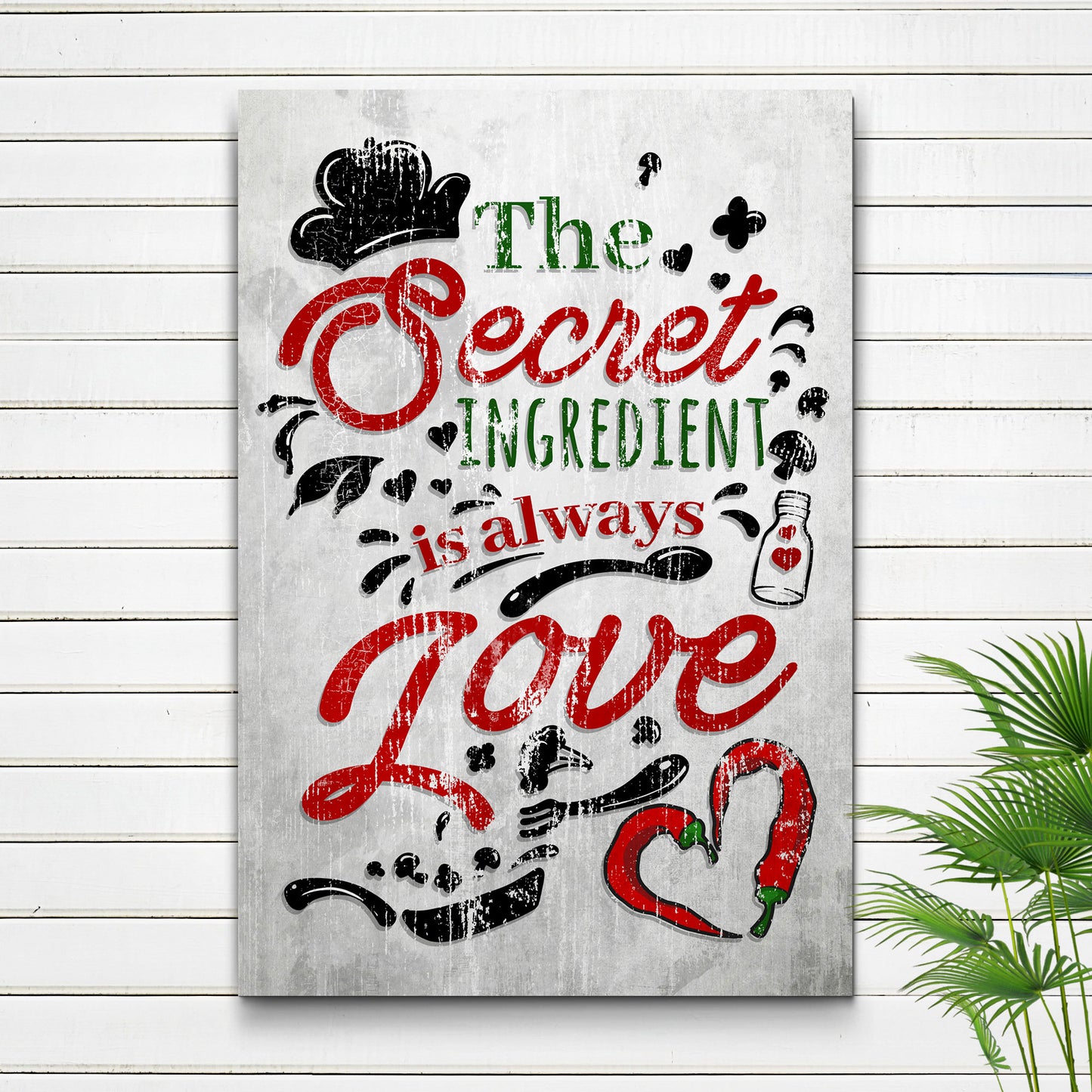 Valentine Secret Ingredient Love Typography Sign Style 1 - Image by Tailored Canvases