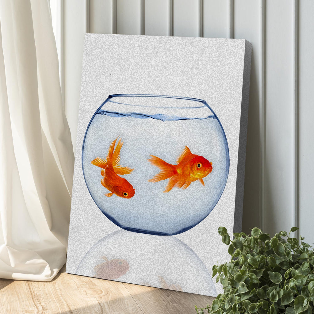 Goldfish Aquarium Bowl Portrait Canvas Wall Art by Tailored Canvases