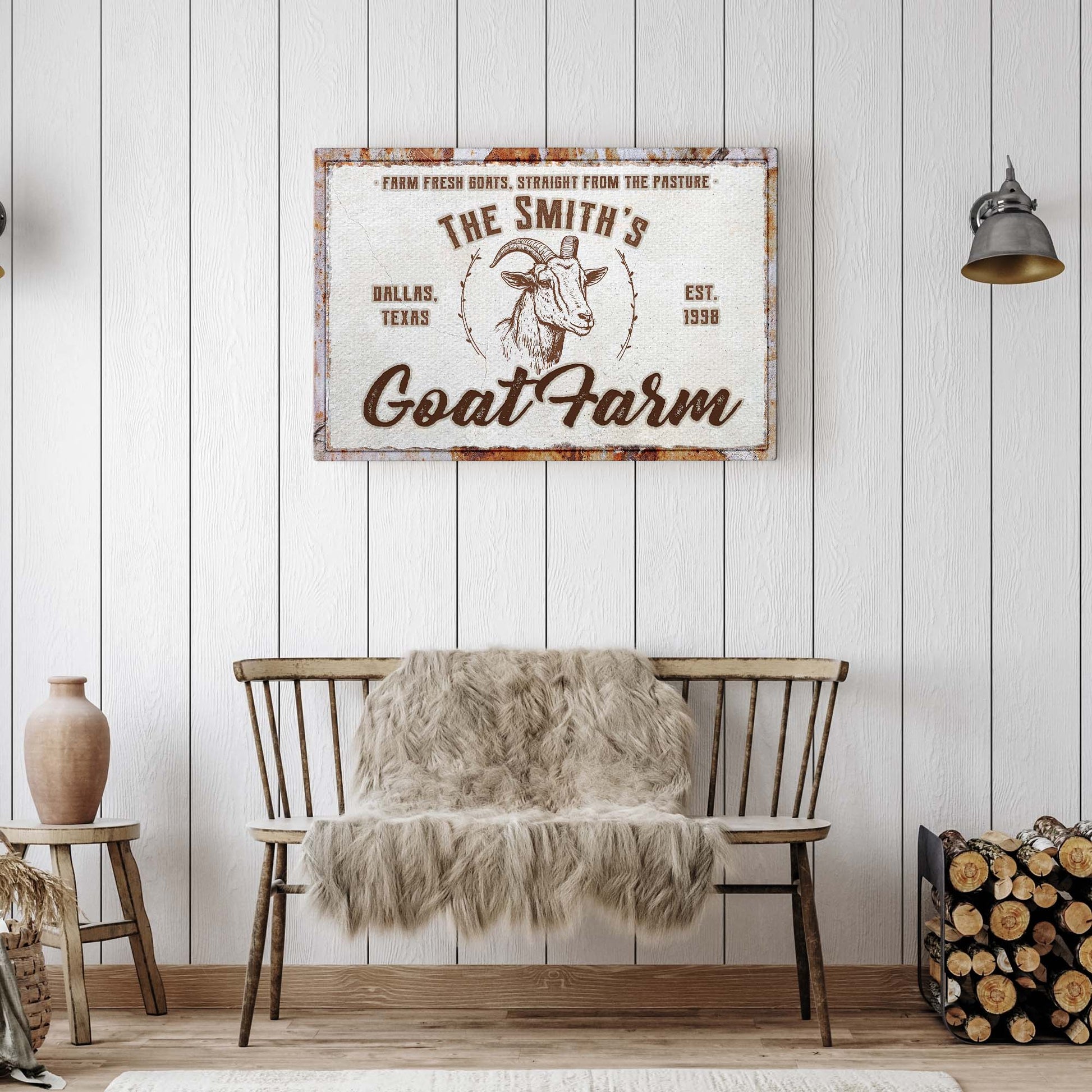 Rustic Goat Farm Sign Style 1 - Image by Tailored Canvases