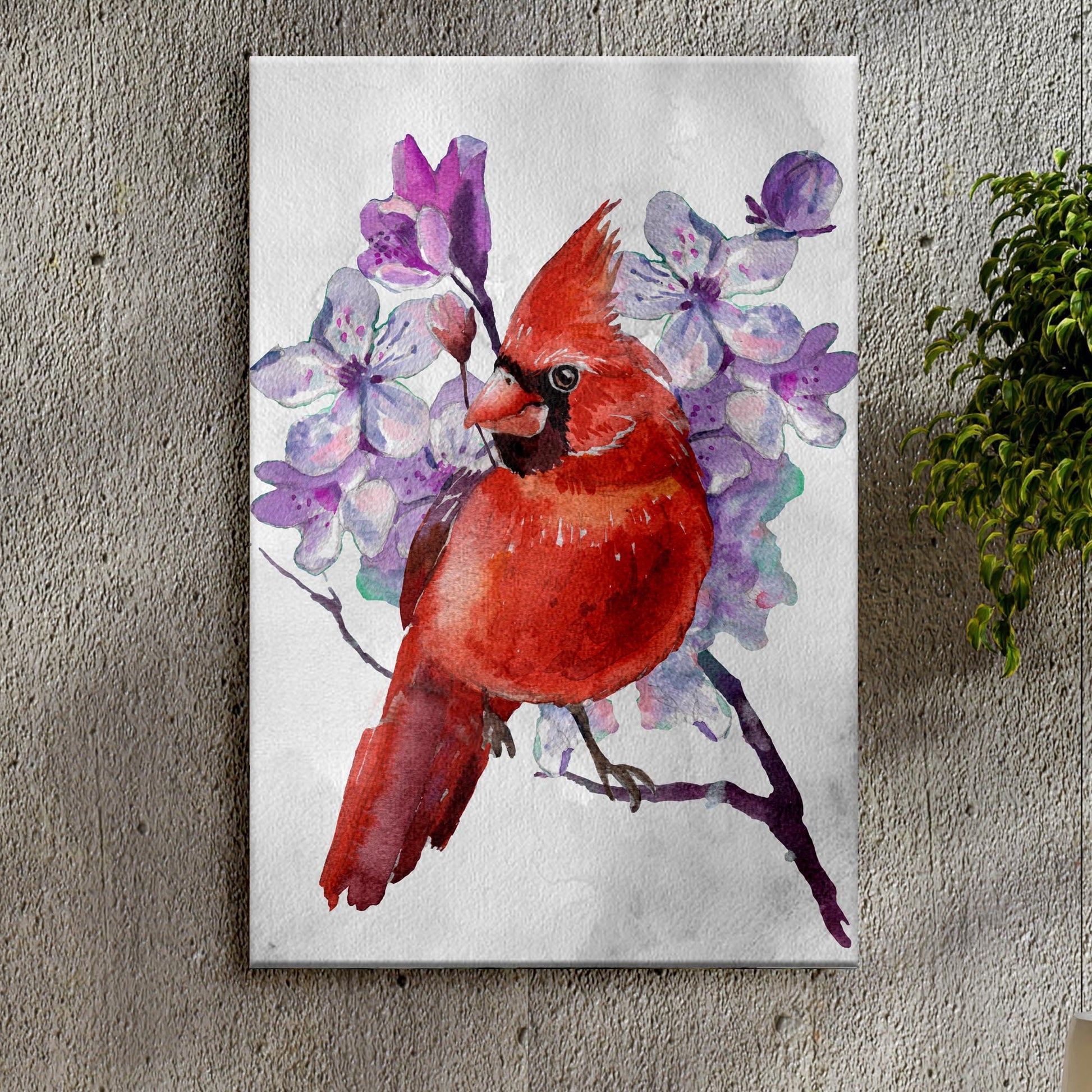 Floral Cardinal Bird Canvas Wall Art Style 1 - Image by Tailored Canvases