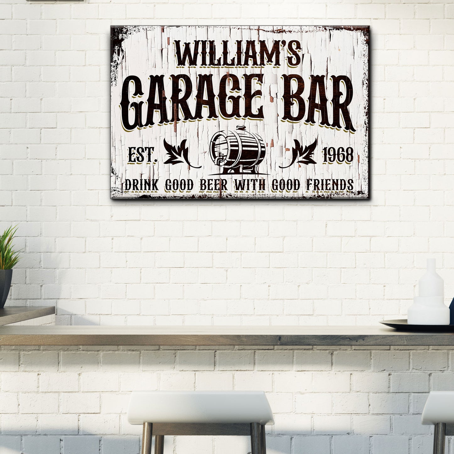 Garage Bar Rustic Wood Sign - Image by Tailored Canvases