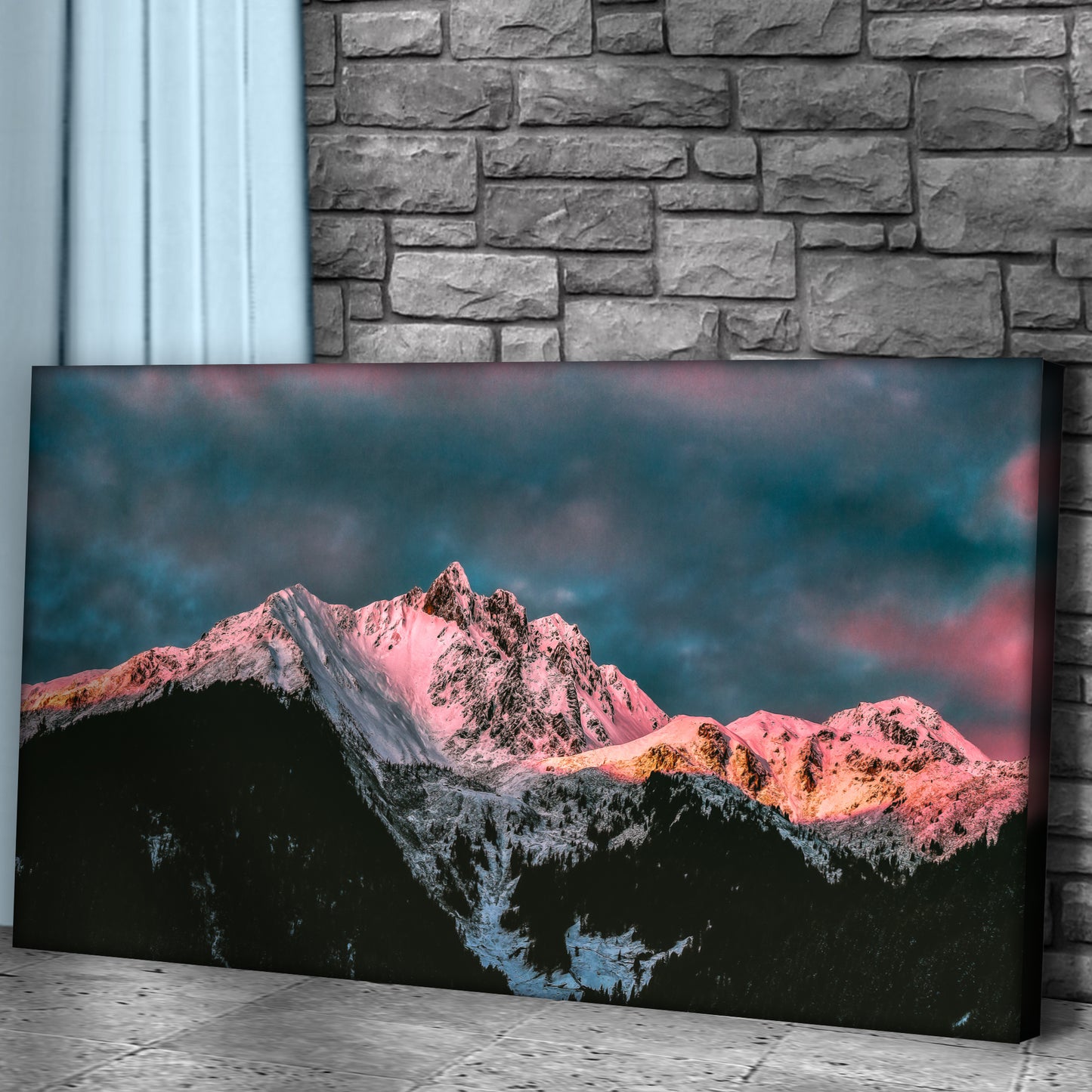 Snowy Summit At Sunset Canvas Wall Art Style 1 - Image by Tailored Canvases
