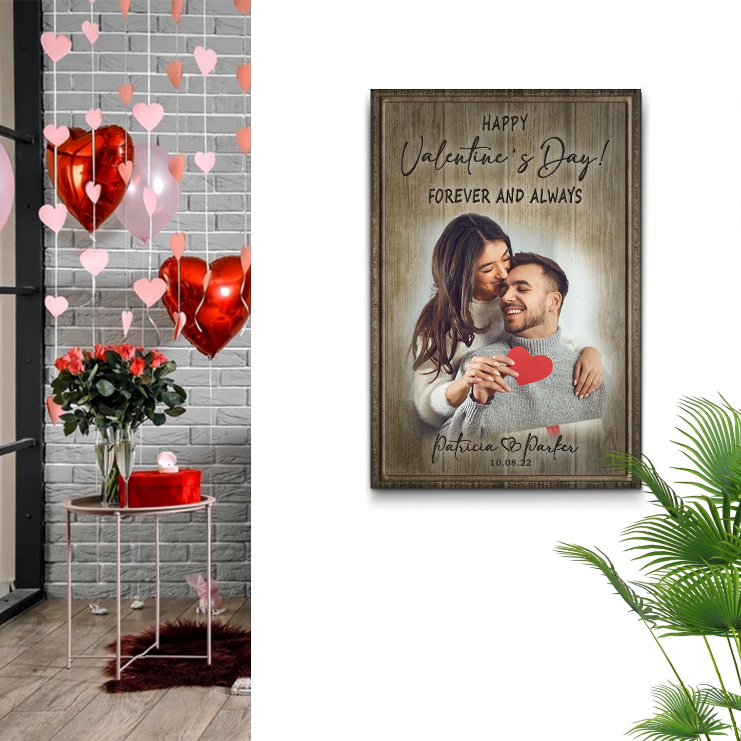 Valentines Forever and Always Rustic Sign Style 1 - Image by Tailored Canvases