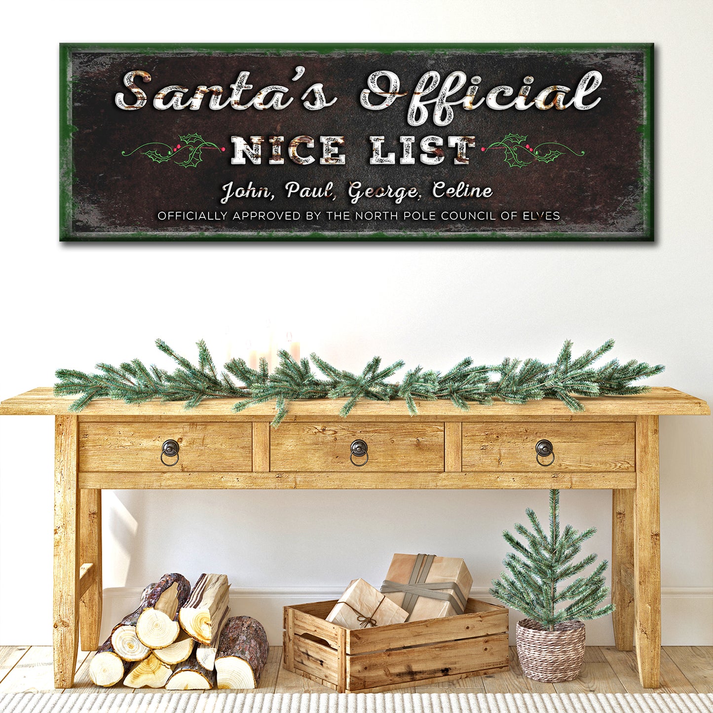 Santa's Official Nice List Sign Style 1 - Image by Tailored Canvases