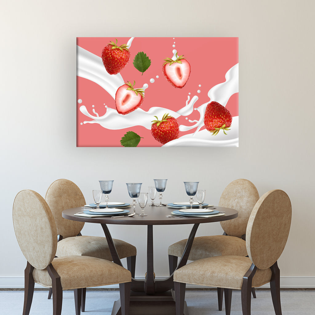 Fruits Strawberry Milk Splash Canvas Wall Art by Tailored Canvases