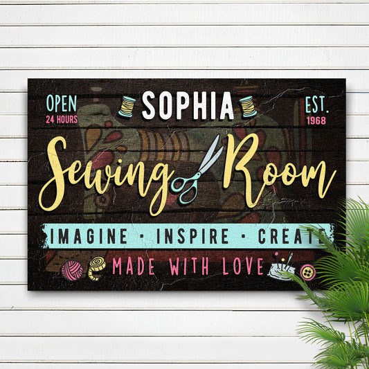 Imagine Inspire Create Sewing Room Sign | Customizable Canvas - Image by Tailored Canvases