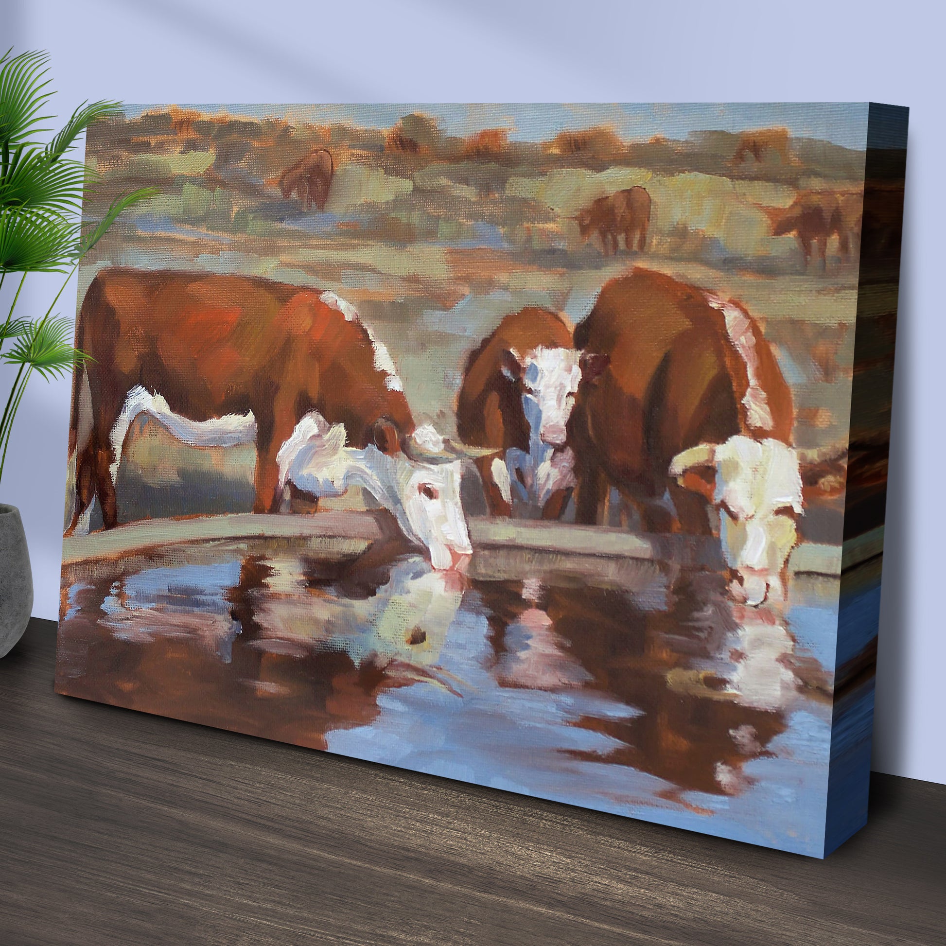 Watercolor Hereford Cattle Canvas Wall Art Style 1 - Image by Tailored Canvases