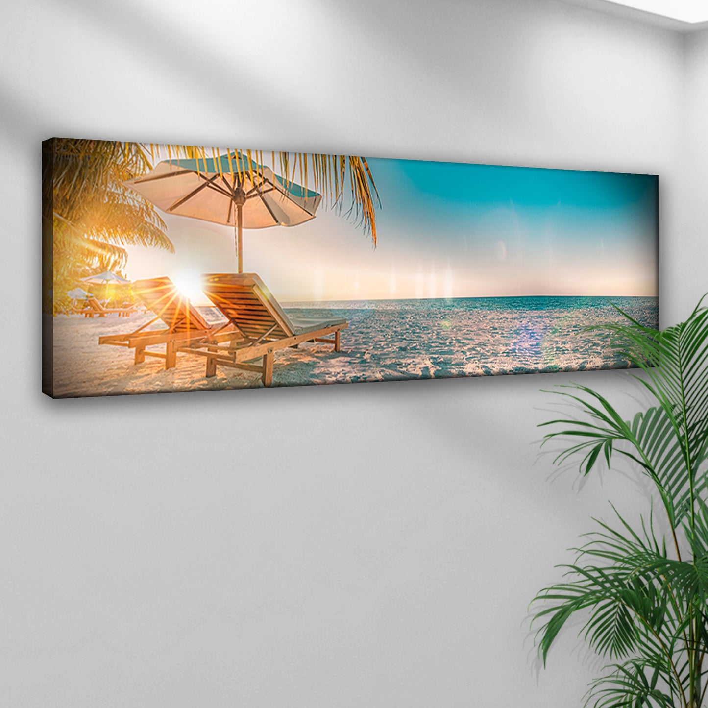 Beach Chairs On The White Sand Canvas Wall Art II Style 1 - Image by Tailored Canvases