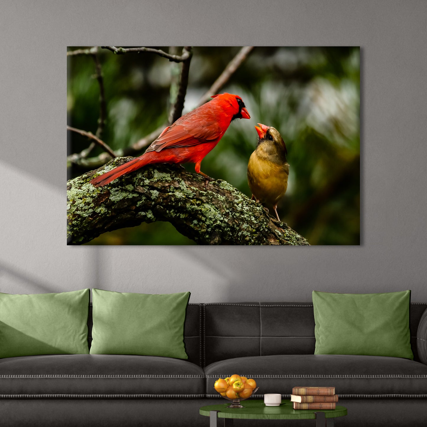 Couple Cardinal Birds Canvas Wall Art - Image by Tailored Canvases