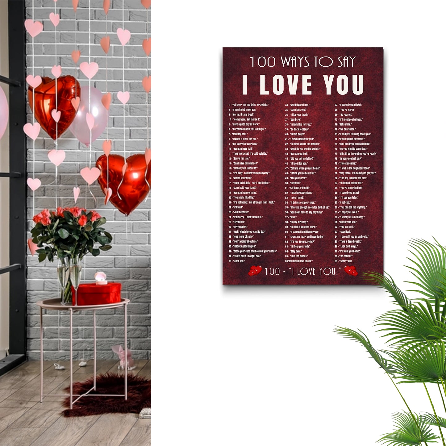 Valentine 100 ways to say I Love You Sign Style 1 - Image by Tailored Canvases