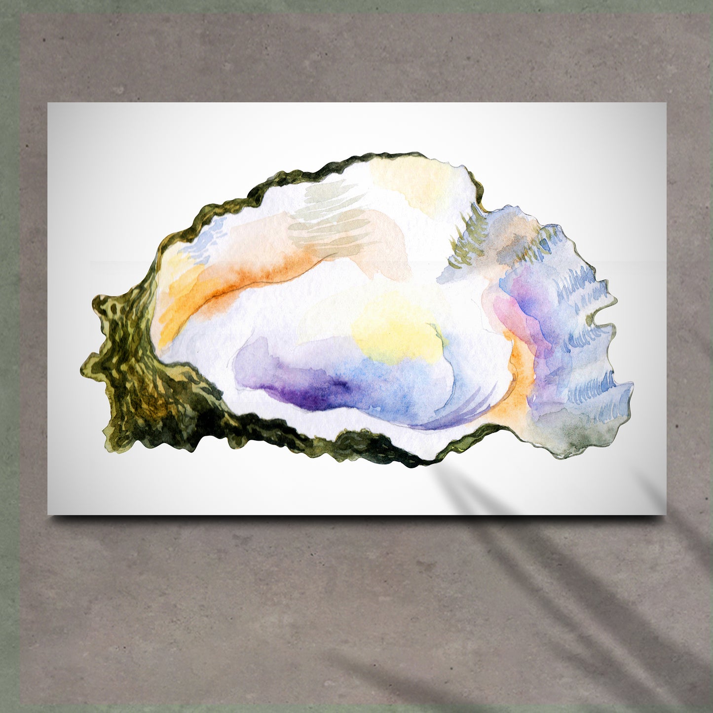 Oyster Watercolor Canvas Wall Art Style 1 - Image by Tailored Canvases