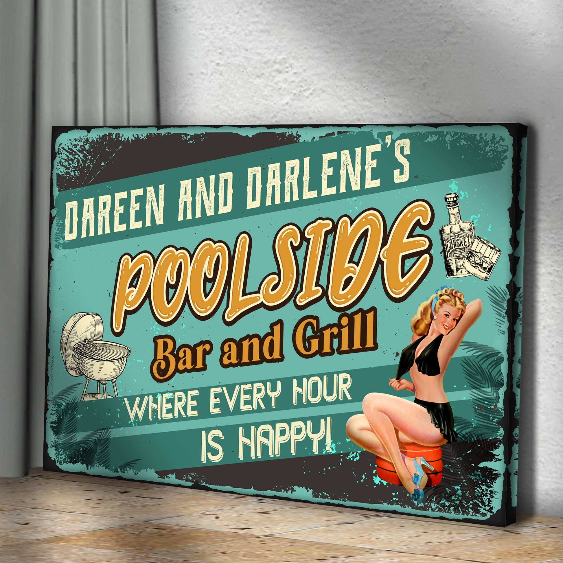 Poolside Bar And Grill Sign II Style 1 - Image by Tailored Canvases