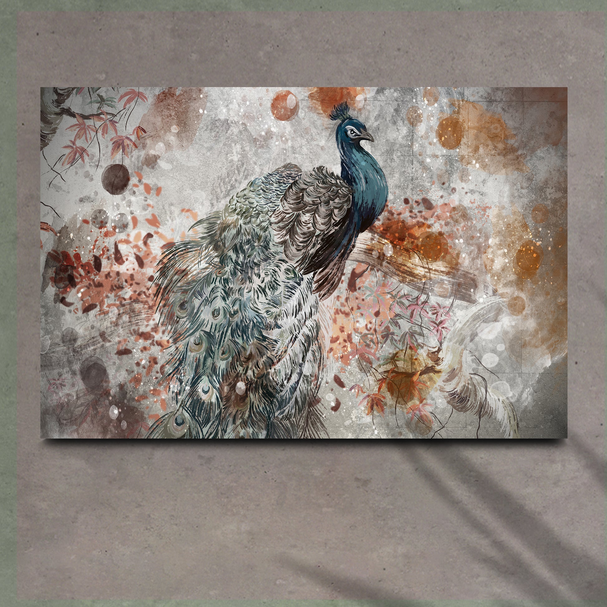 Peacock Paint Canvas Wall Art Style 1 - Image by Tailored Canvases