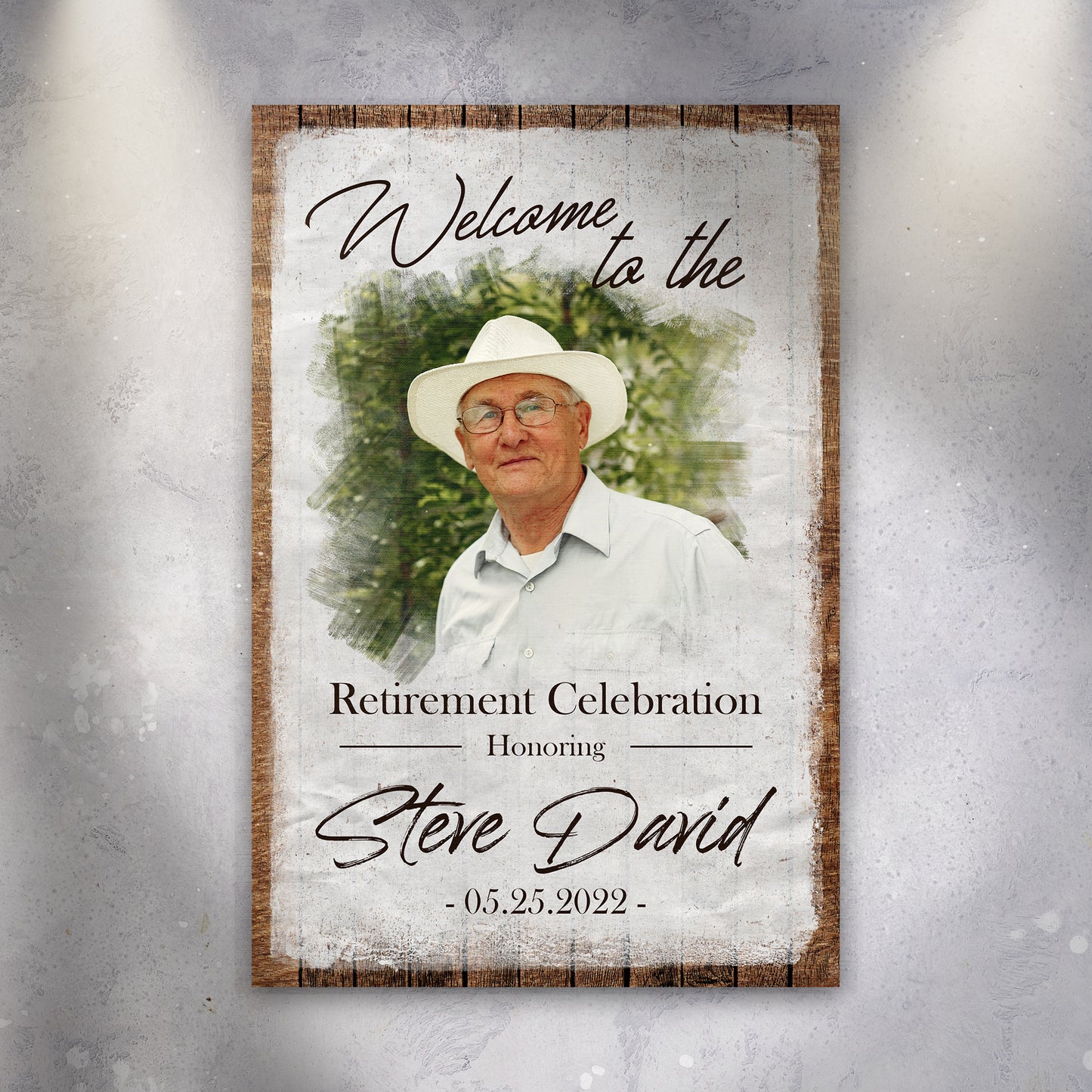Welcome to the Retirement Celebration Sign | Customizable Canvas Style 1 - Image by Tailored Canvases