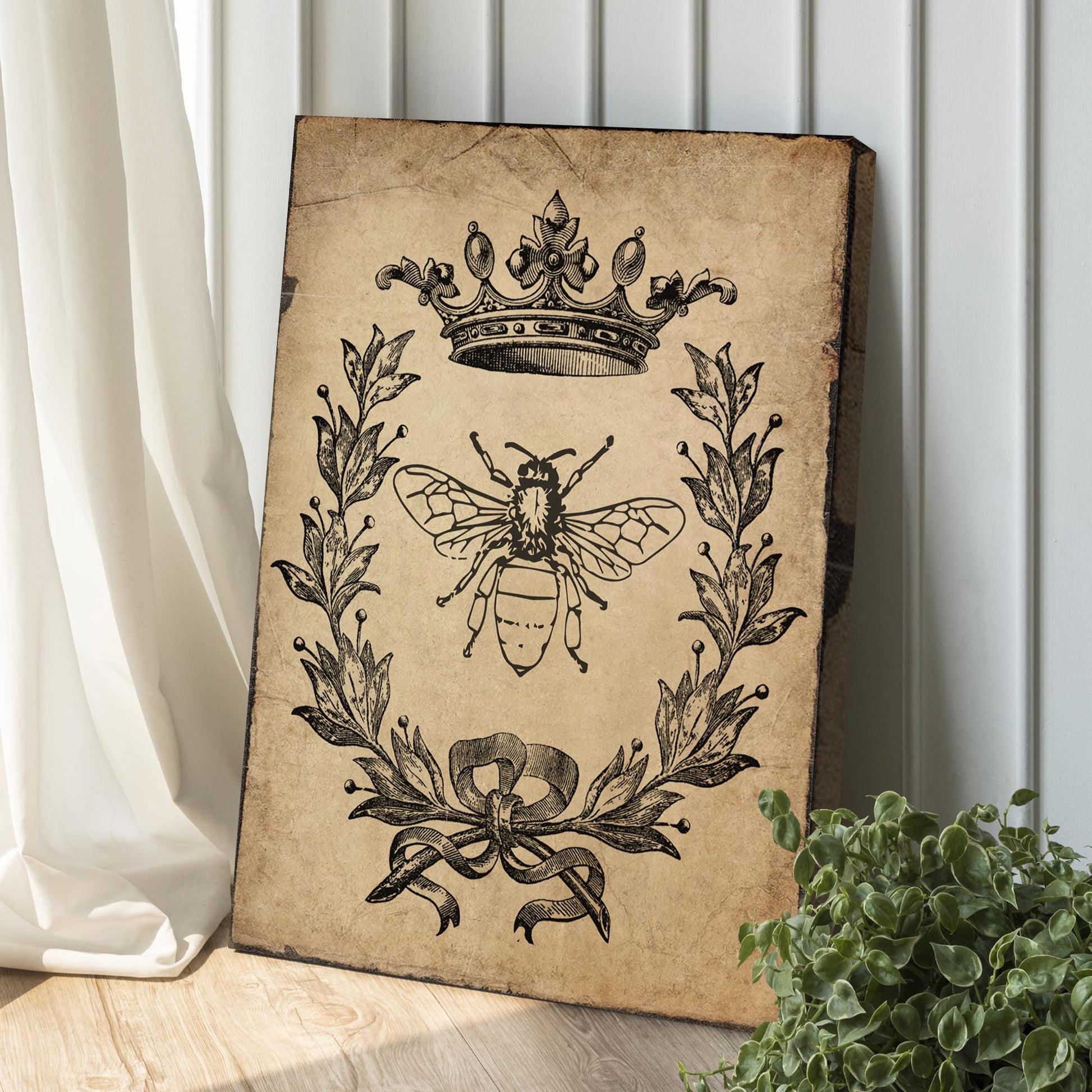 Queen Bee Vintage Painting Canvas Wall Art Style 1 - Image by Tailored Canvases