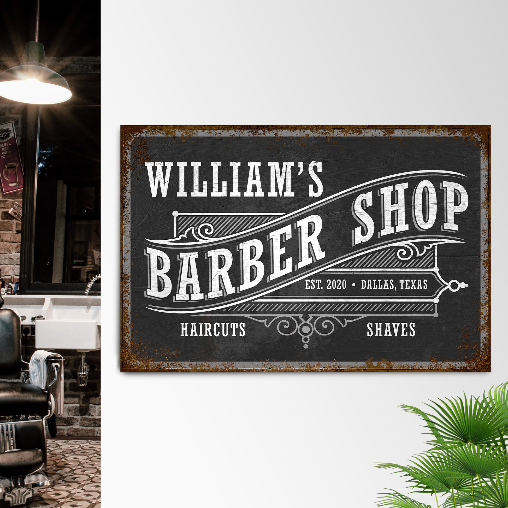 Custom Barbershop Sign VII | Customizable Canvas - Image by Tailored Canvases