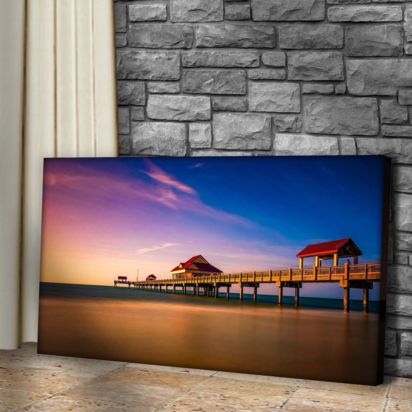 Sunset Near Pier 60 Canvas Wall Art Style 1 - Image by Tailored Canvases