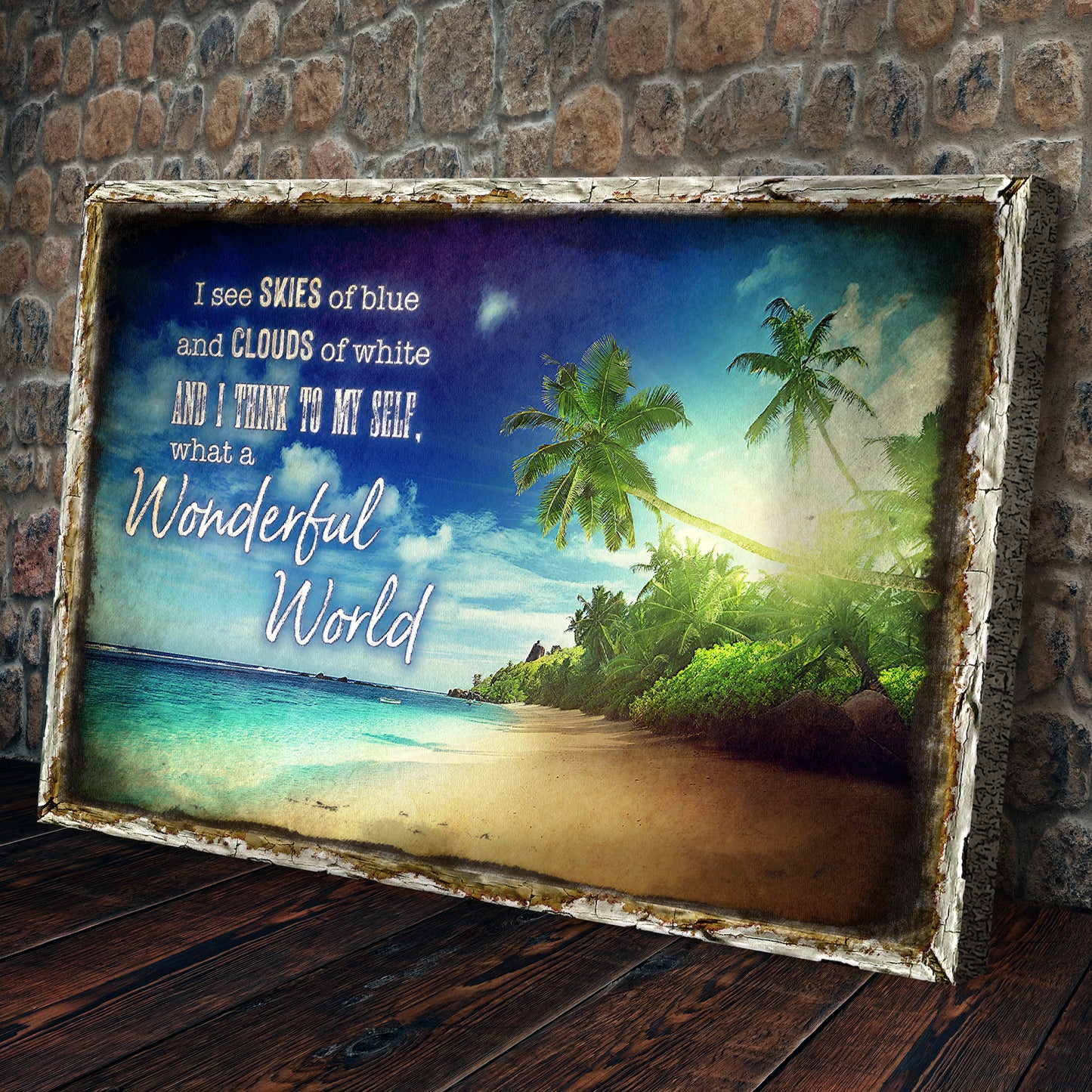 What A Wonderful World Sign IX Size Chart - Image by Tailored Canvases