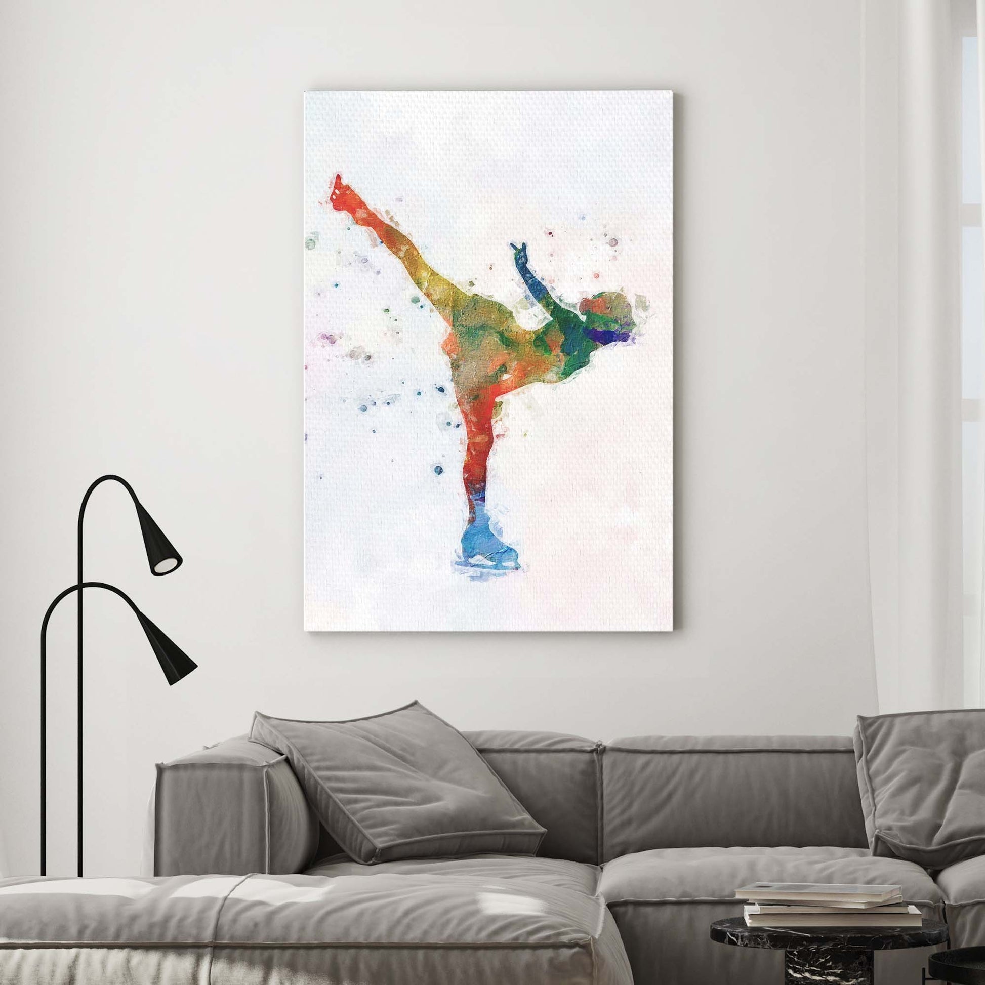 Ice Skating Watercolor Skater Canvas Wall Art - Image by Tailored Canvases