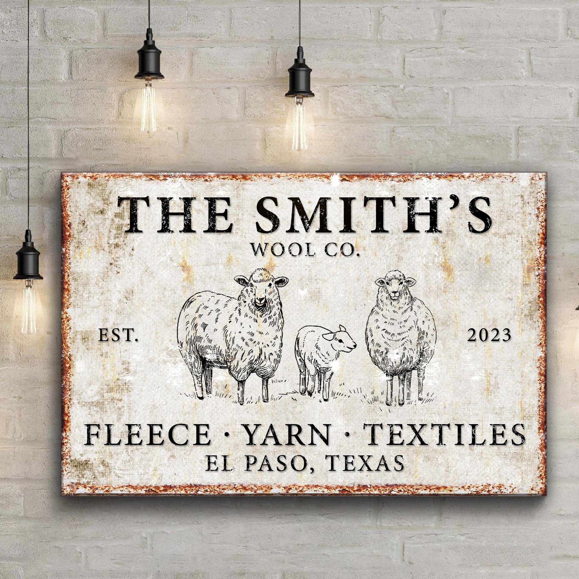Family Sheep Wool Co. Sign II Style 1 - Image by Tailored Canvases