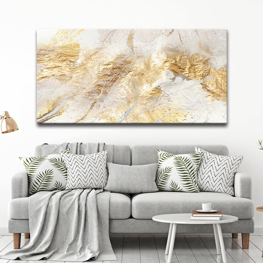 White Gold Texture Abstract Canvas Wall Art by Tailored Canvases