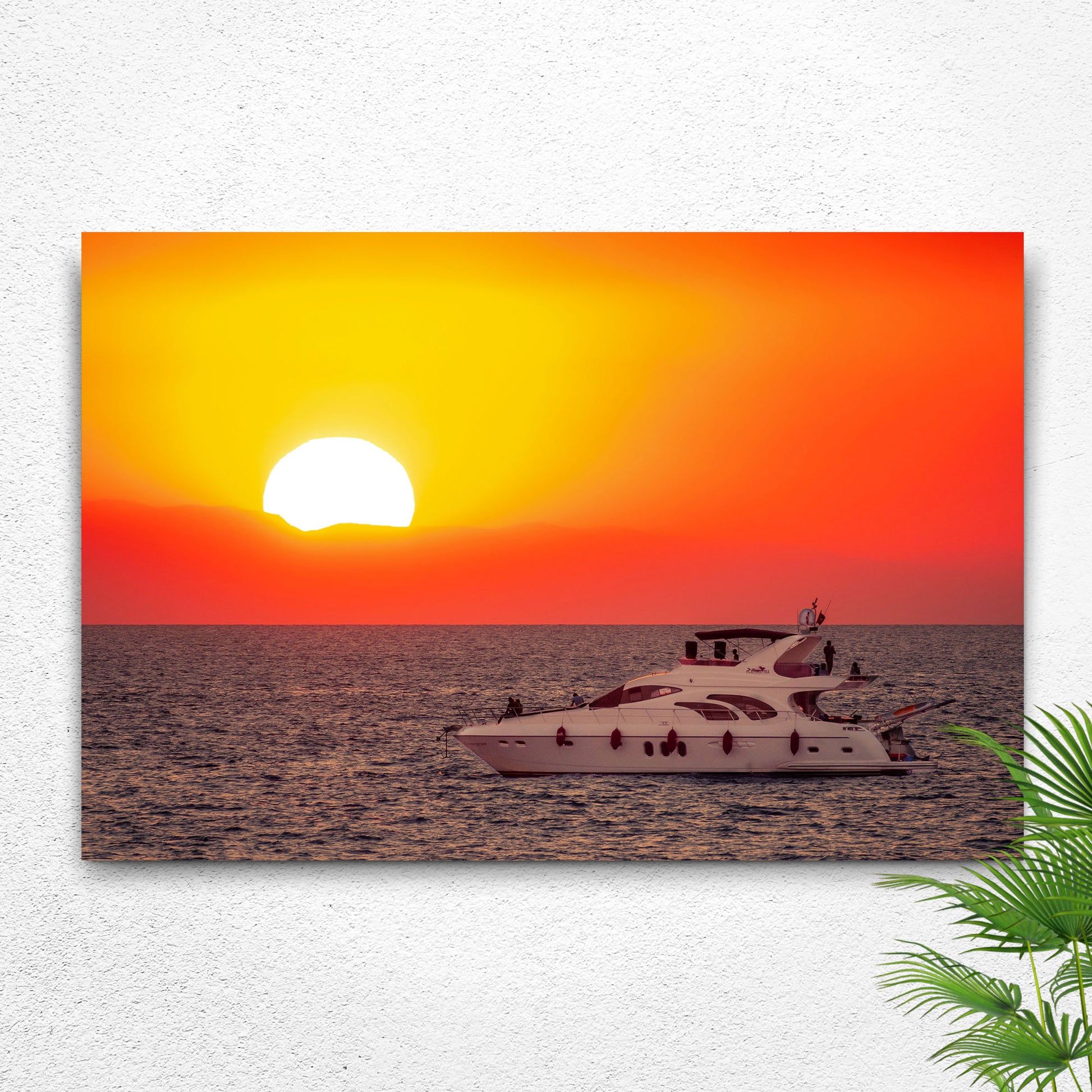 Boat Yacht Sunrise Canvas Wall Art Style 1 - Image by Tailored Canvases