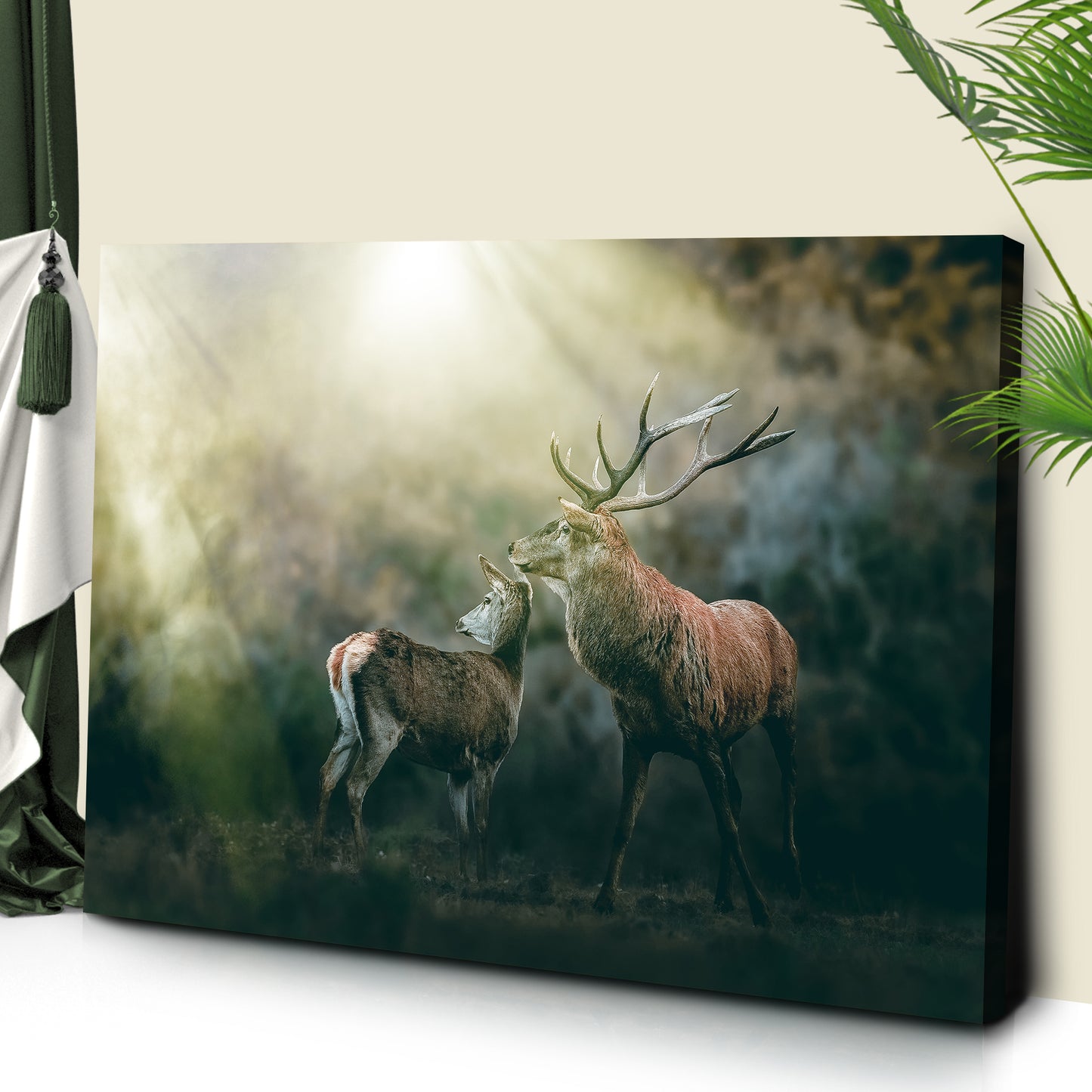 Deer In Foggy Forest Canvas Wall Art III Style 1 - Image by Tailored Canvases