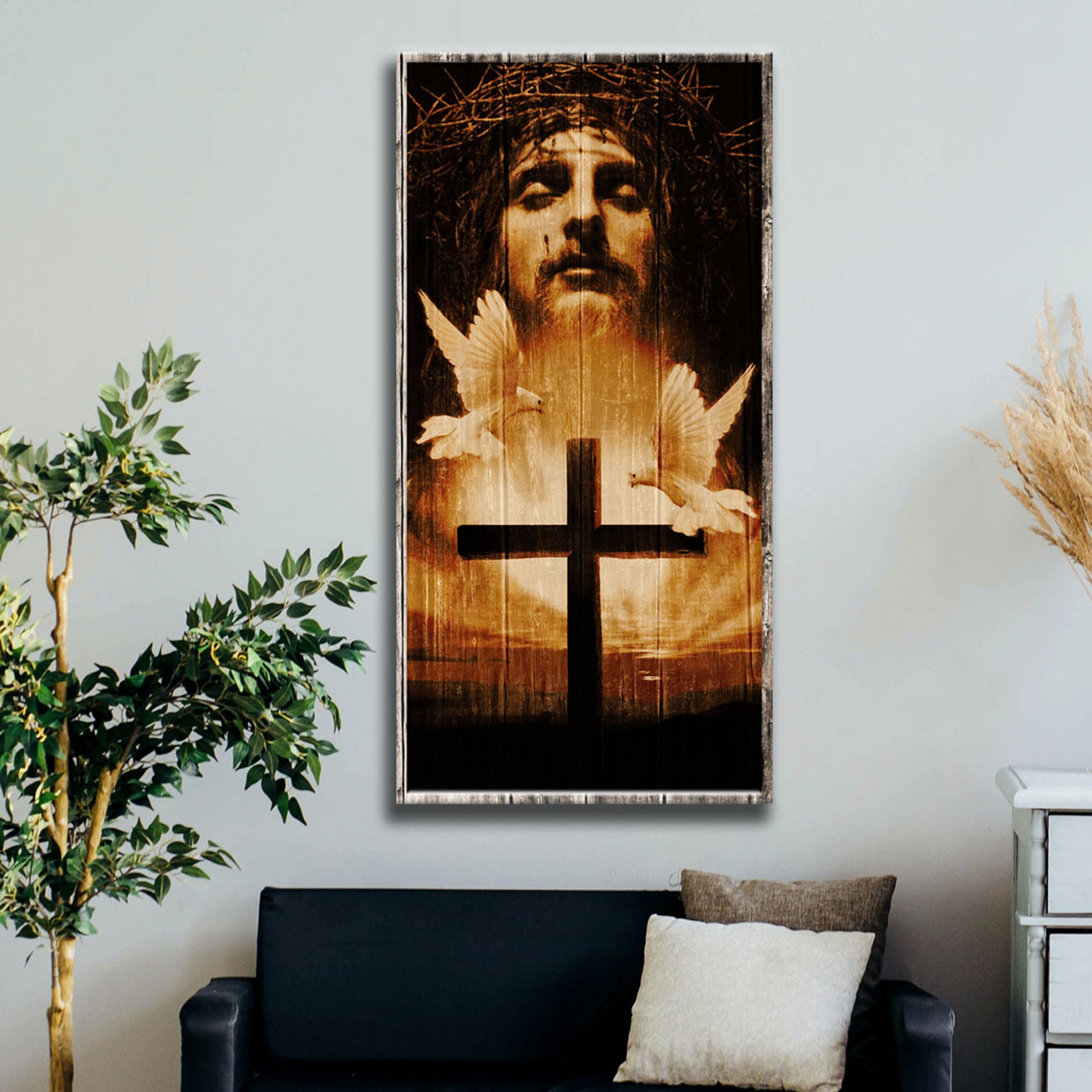 Bird And Cross Canvas Wall Art Style 1 - Image by Tailored Canvases