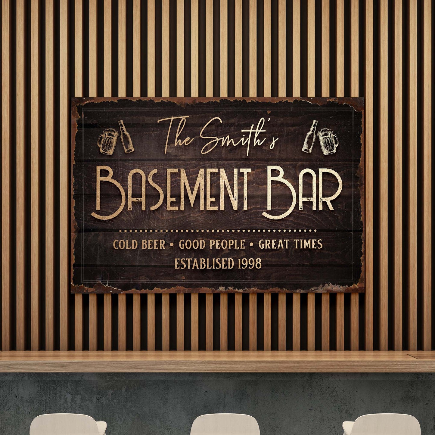 Family Basement Bar Sign II Style 1 - Image by Tailored Canvases