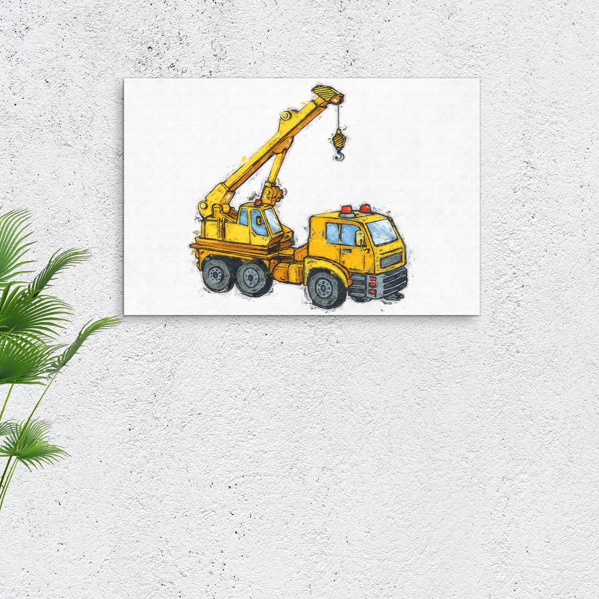 Construction Truck Crane Canvas Wall Art Style 1 - Image by Tailored Canvases