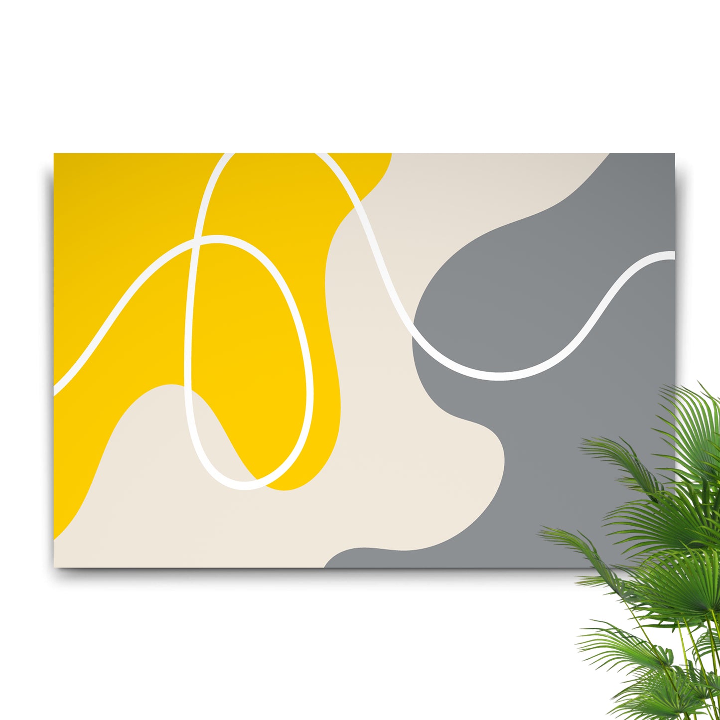 Abstract Line Yellow And Grey Canvas Wall Art Style 1 - Image by Tailored Canvases