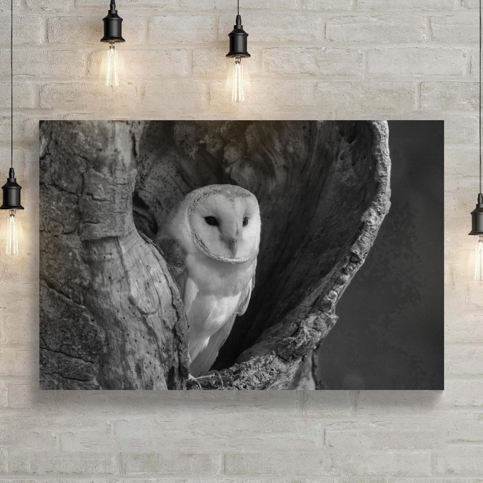 Monochrome Barn Owl Canvas Wall Art Style 1 - Image by Tailored Canvases