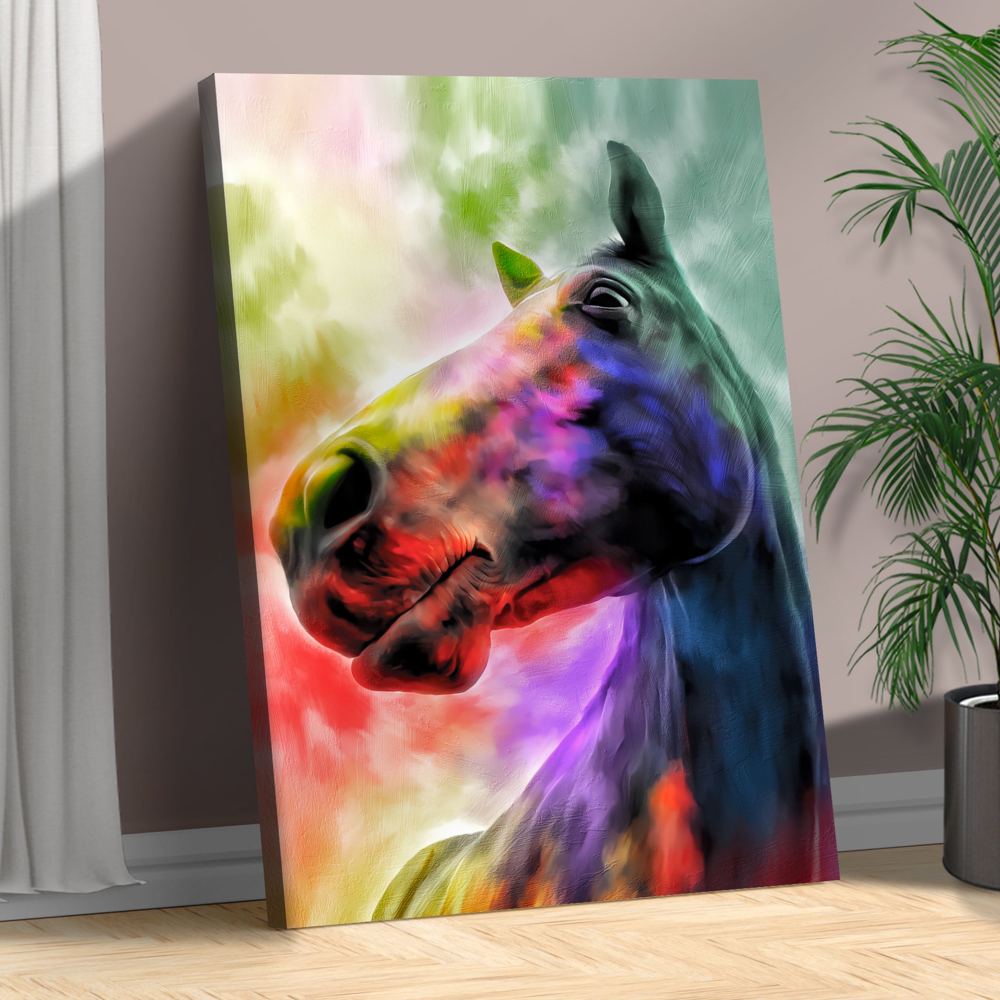 Abstract Rainbow Horse Canvas Wall Art Style 1 - Image by Tailored Canvases