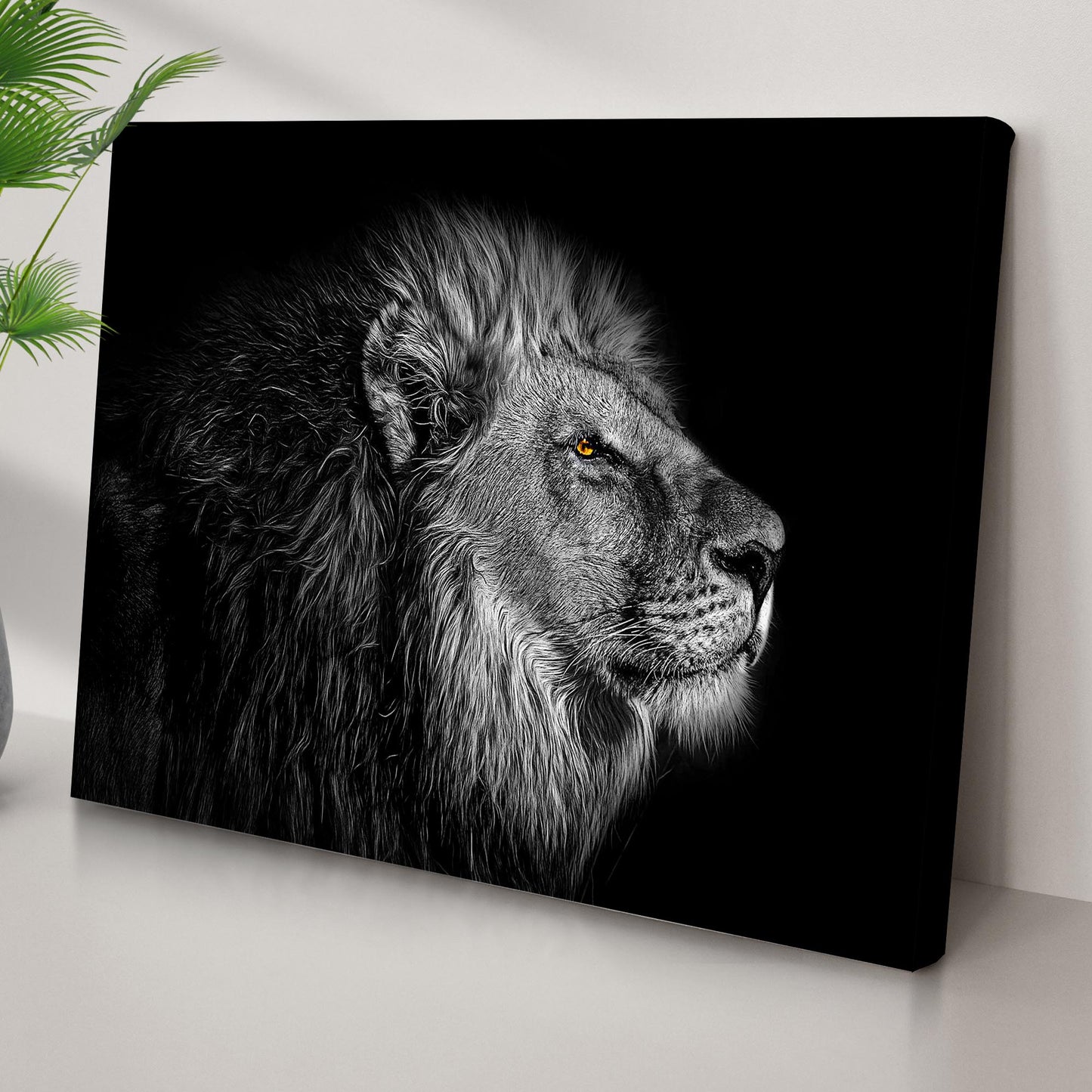 Black And White Lion Head Canvas Wall Art Style 2 - Image by Tailored Canvases