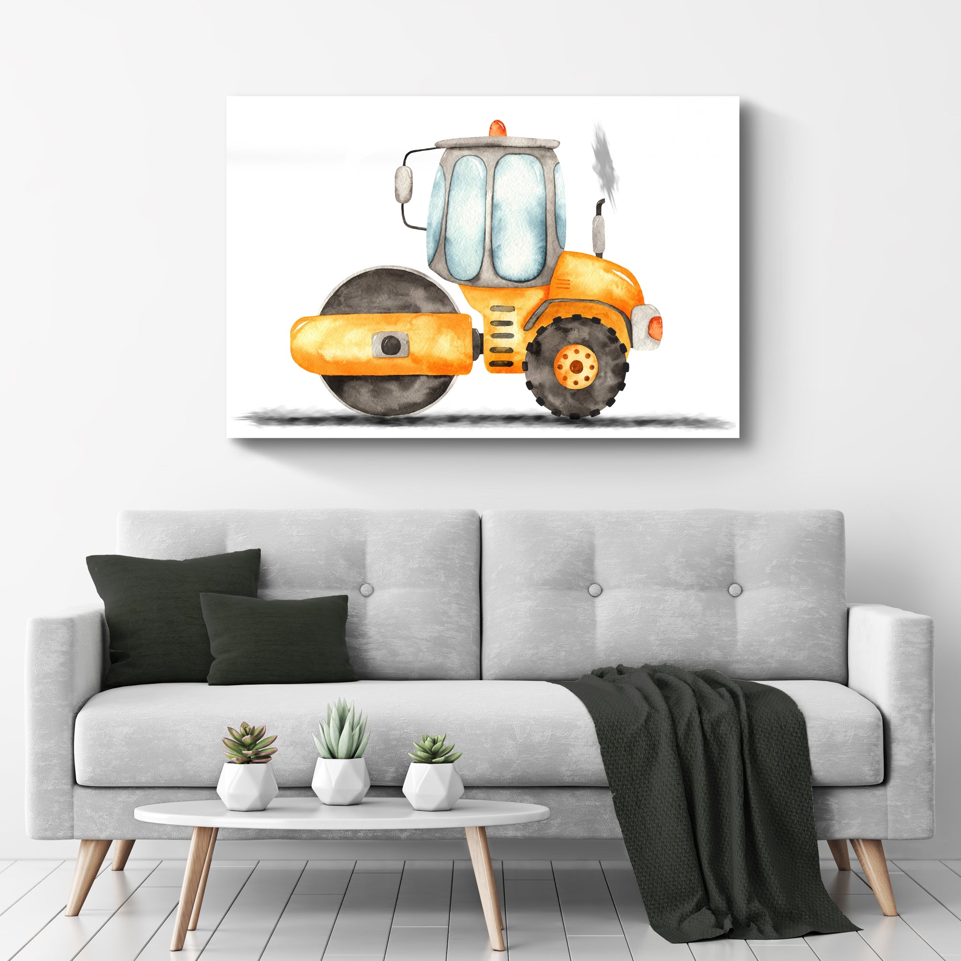 Construction Truck Steam Roller Canvas Wall Art - Image by Tailored Canvases