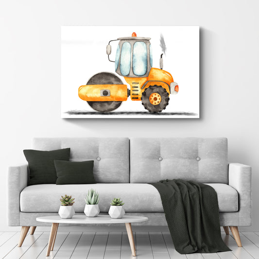 Construction Truck Steam Roller Canvas Wall Art Style 2 - Image by Tailored Canvases