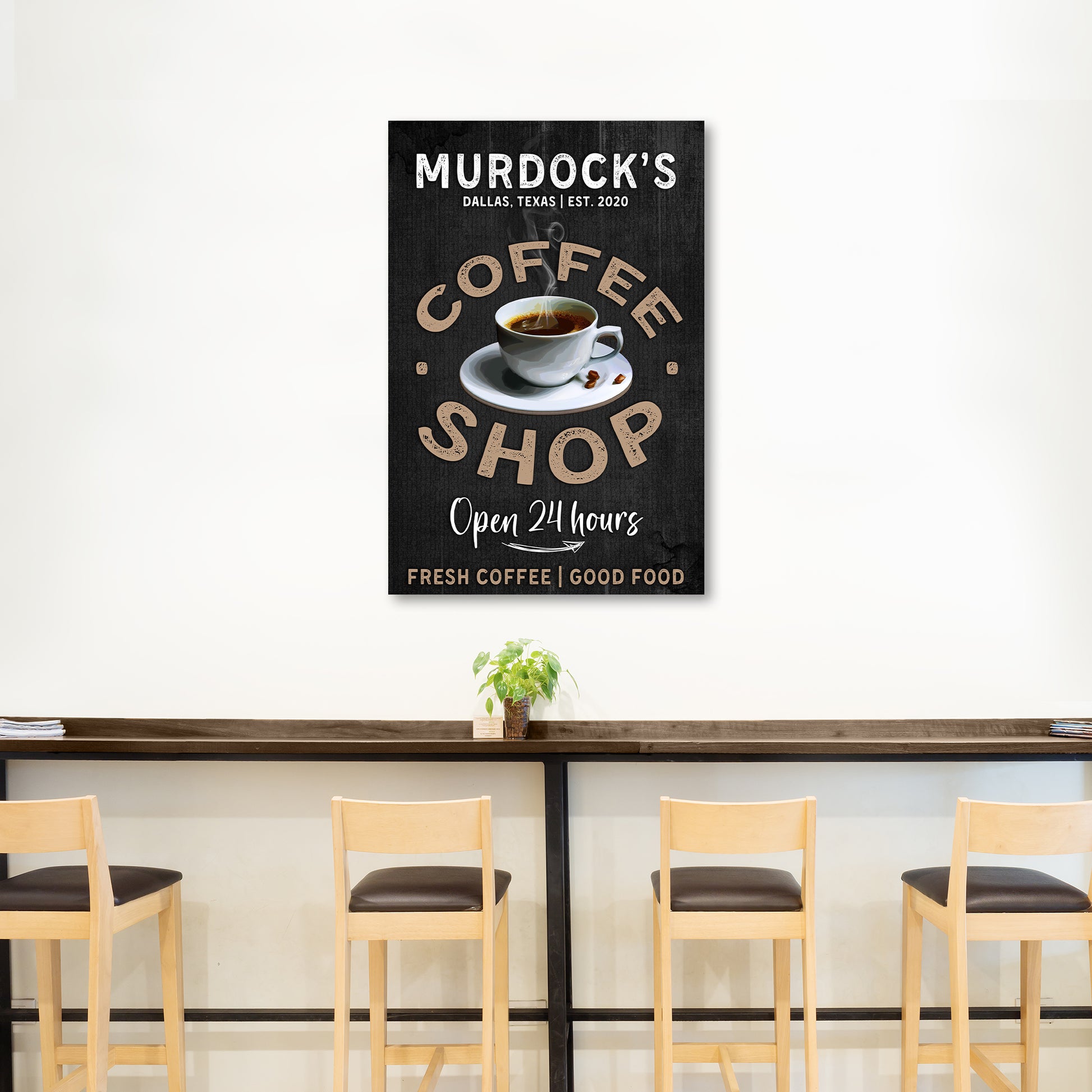 Custom Coffee Shop Sign II | Customizable Canvas Style 1 - Image by Tailored Canvases