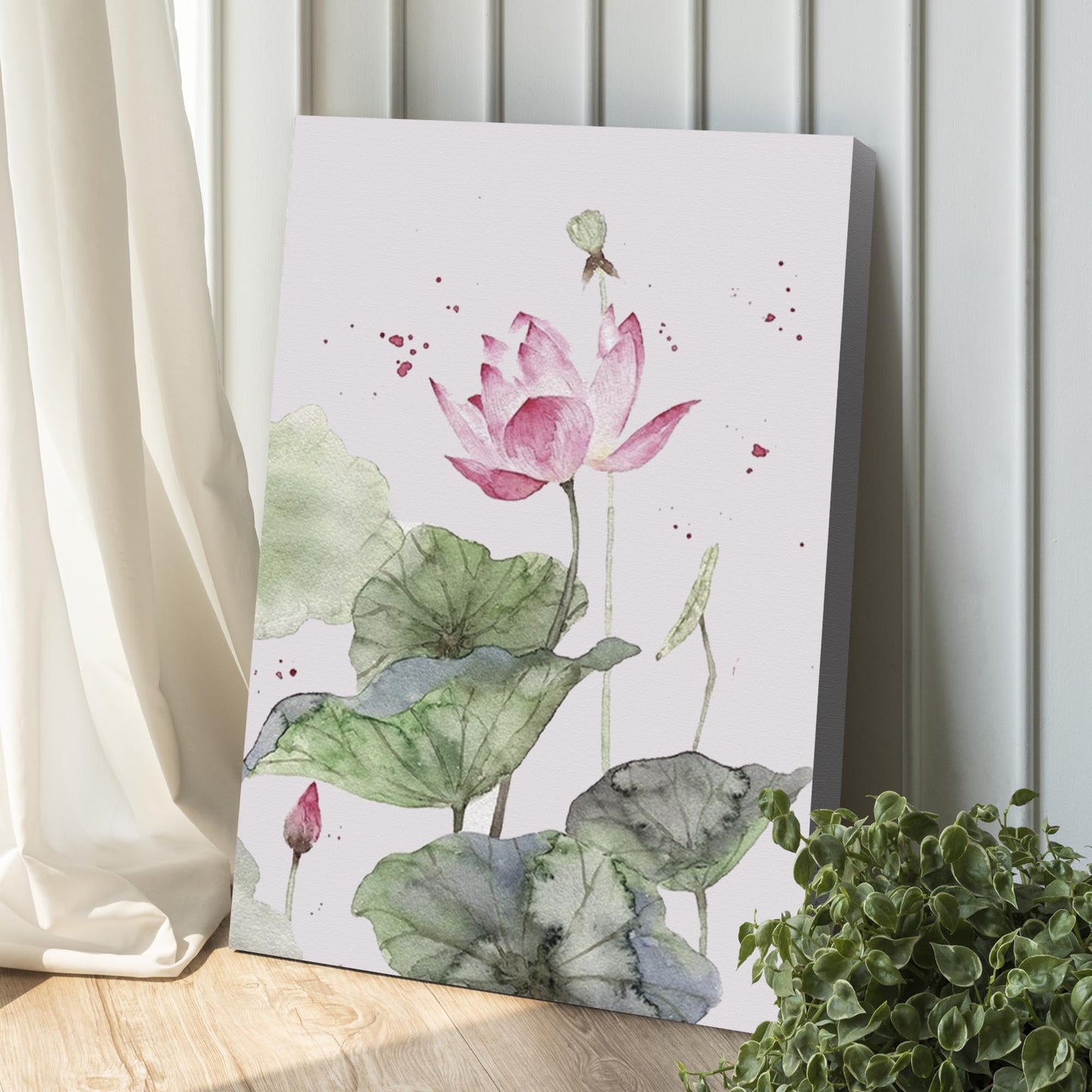 Ink Painting Style Lotus Flowers Canvas Wall Art Style 1 - Image by Tailored Canvases