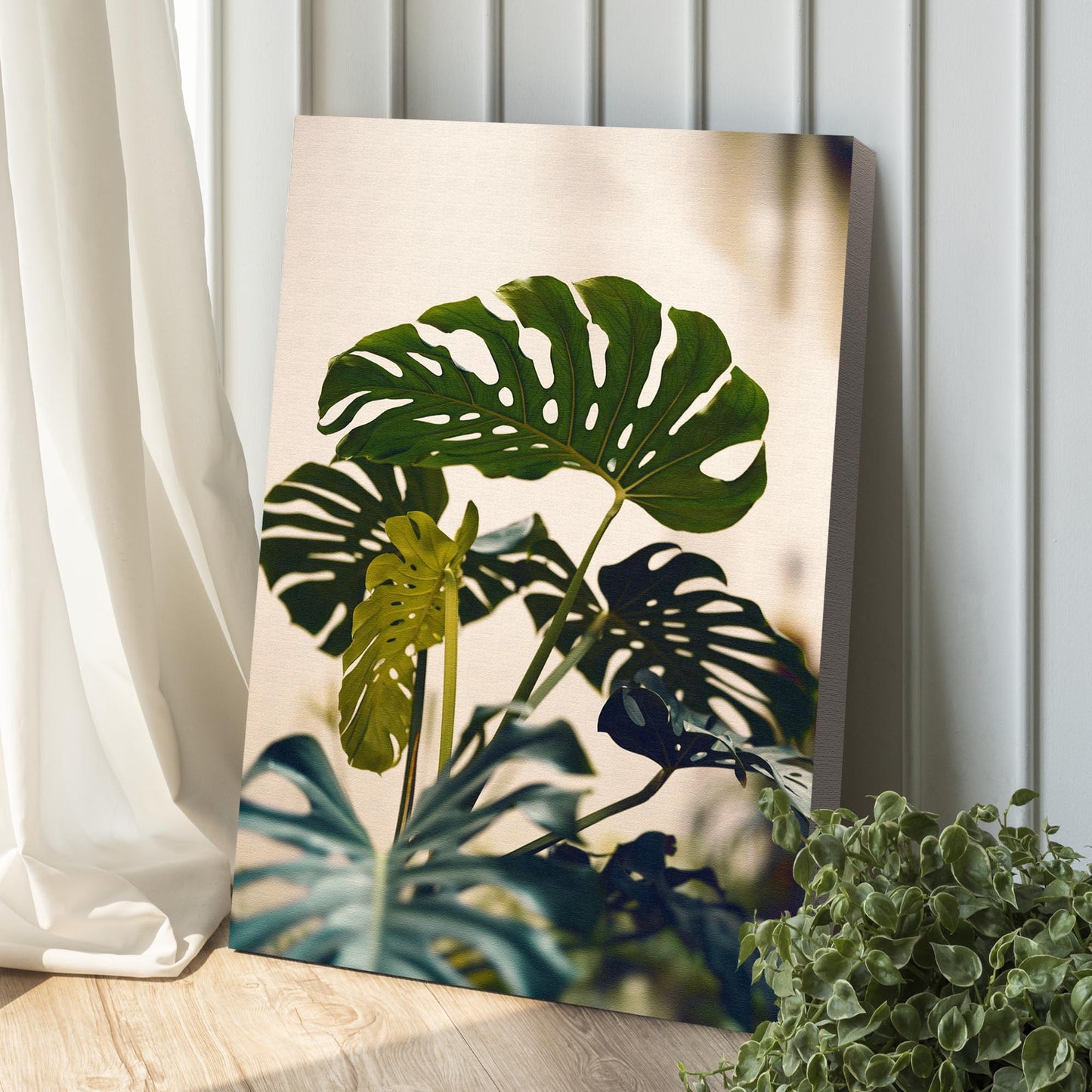 Fresh Tropical Green Leaves Canvas Wall Art Style 1 - Image by Tailored Canvases